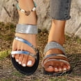thumbnail image 7 of Hurxie Women's Metallic Strappy Flat Sandals Dressy Sparkly Open Toe Slide Vacation Summer Sandals Silver, 7 of 7