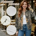 thumbnail image 6 of COEQINE Women's Bomber Jacket Zip Up Long Sleeve Varsity Shackets Lightweight Coat with Pockets, Stand Collar Loose Fit Casual Jacket Fall Winter Outfits, Small, Camo Hunting Forest, 6 of 7