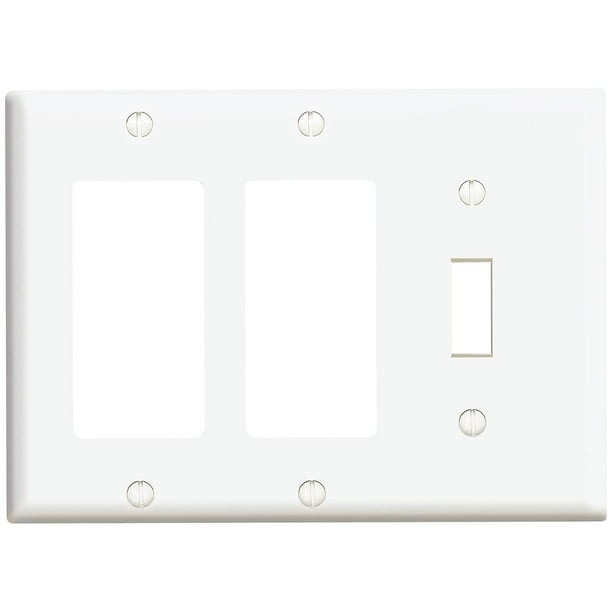 Leviton 80431-W 1-Toggle 2-Decora/Gfci Standard Size Wall Plate, 3 Gang, 4.5 In L X 6.38 In W 0 ...