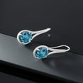 thumbnail image 5 of Gem Stone King 925 Sterling Silver London Blue Topaz Drop Dangle Earrings for Women | 10.40 Cttw | Gemstone November Birthstone | Oval 12X10MM | 1.18 inch, 5 of 5