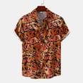 thumbnail image 2 of WREESH Mens Hawaiian Summer Beach Shirt Unisex Short Sleeve Color Block Shirts Graphic Printed Button Down Shirts with Pocket Orange, 2 of 9