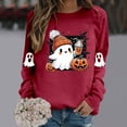 thumbnail image 2 of WEIWEN Halloween Sweaters for Women 2026 Cute Ghost Drinking Coffee Pumpkin Halloween Sweatshirts for Women Long Sleeve Shirts Women's Clothing Fall Outfits Red, S, 2 of 5