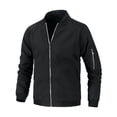thumbnail image 4 of GrmtClth Outerwear for Men Full Zip Slim Bomber Wind Coat Functional Zipper Sleeve Pocket Spring Fall Transition Sport Jacket Black M, 4 of 5