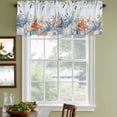 thumbnail image 3 of Blue Coastal Curtain Valances for Windows, Kitchen Valance Window Treatments Panel 2 Pack, Summer Beach Starfish Weeping Eucalyptus Ombre Rod Pocket Short Curtains for Bathroom Bedroom 54 x 18 Inch, 3 of 8