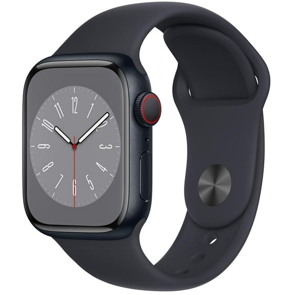Open Box Apple Watch Series 8 (GPS Cellular) 41mm Aluminum Case with Midnight Sport Band - S/M - Midnight