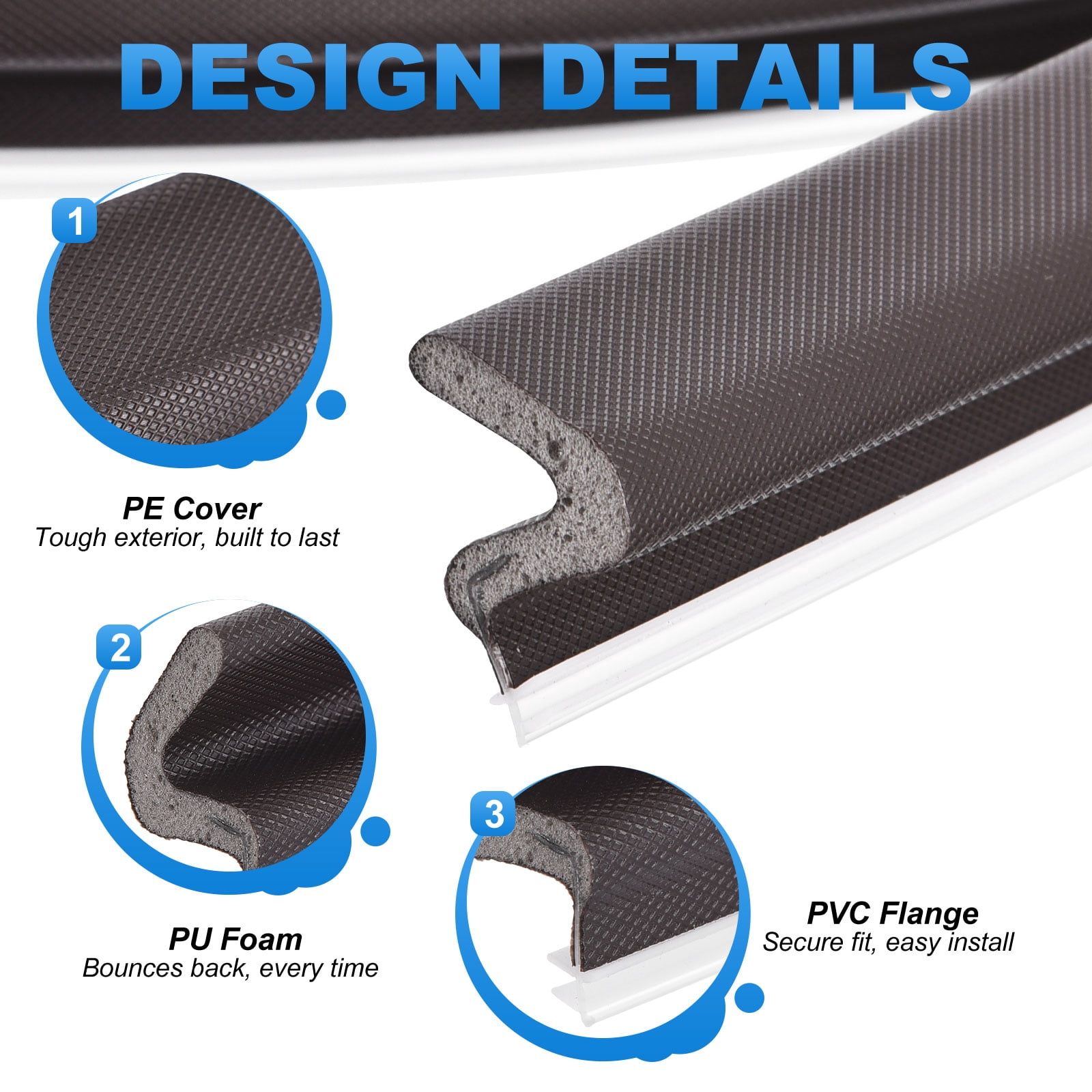 Uxcell Door Weather Stripping, 49.21 ft V-shaped Kerf Front Exterior Door Frame Weather Stripping with 4 Corner Seals for Soundproof Entry Interior Frame Window Gap Filler, Brown/Grey