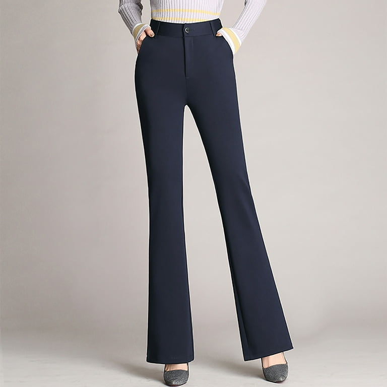 JGTDBPO Plus Size Flared Pants For Women Bell Bottom Trousers With Pockets  High Waisted Straight Tube Work Pants Suit Pants