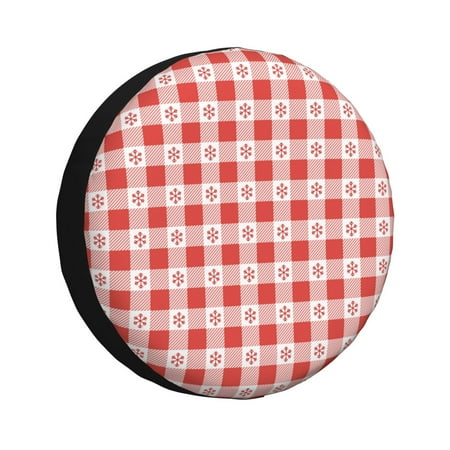 Zeuib Checkered Christmas With Snowflakes Tire Cover Wheel Cover Spare Tire Cover Anti-UV Waterproof spare tire cover for Trailers RV Truck and Camper-14 inch