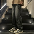 thumbnail image 4 of Pantalones vaqueros rectos con bordado de estrellas para hombre, Jeans góticos neutros, pierna ancha, sueltos, Hip-hop, moda juvenil, ropa de calle, Y2K, 4 of 5