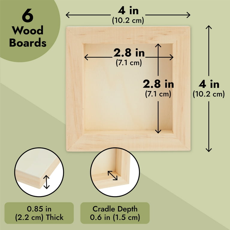 Bright Creations 4x4 Wood Canvas Boards for Painting, Blank Deep Cradle  Canvas for Art Projects (6 Pack, 0.85 In Thick) in 2023