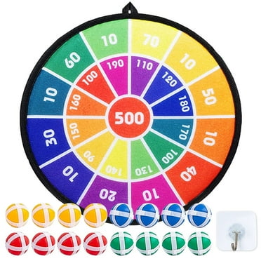 Qishi Kids Dart Board Game Set - Safe Indoor Party Game with 16 Sticky Balls, 28.3 inches - Ideal Sport Toy Gift for Boys and Girls 3  Years