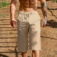 thumbnail image 4 of lmcalzta Capris Pants for Men Linen Summer Drawstring Beach Pants with Pockets Fashion 2025, 4 of 7