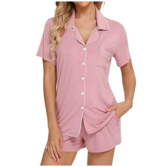 Womens Capri Pajama Sets Pajama Set Comfortable Women's Pajama Sets - Stylish Sleepwear for Relaxation Short Sleeve Nightwear Button Down Design Soft Fabric for Home Wear