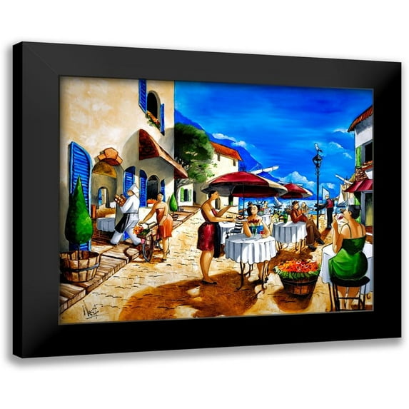 West, Ronald 18x15 Black Modern Framed Museum Art Print Titled - Lunch at the Harbor