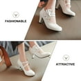 thumbnail image 5 of 1 par de zapatos de tacón alto con lazo para mujer, con punta ligera y tacón grueso., 5 of 5