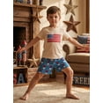 thumbnail image 5 of Cenuakty 3M-5T Toddler Boy Outfit 4th of July Short Sleeve Crew Neck America Flag Embroidery Tops and Popsicle Print Shorts Set, 5 of 9