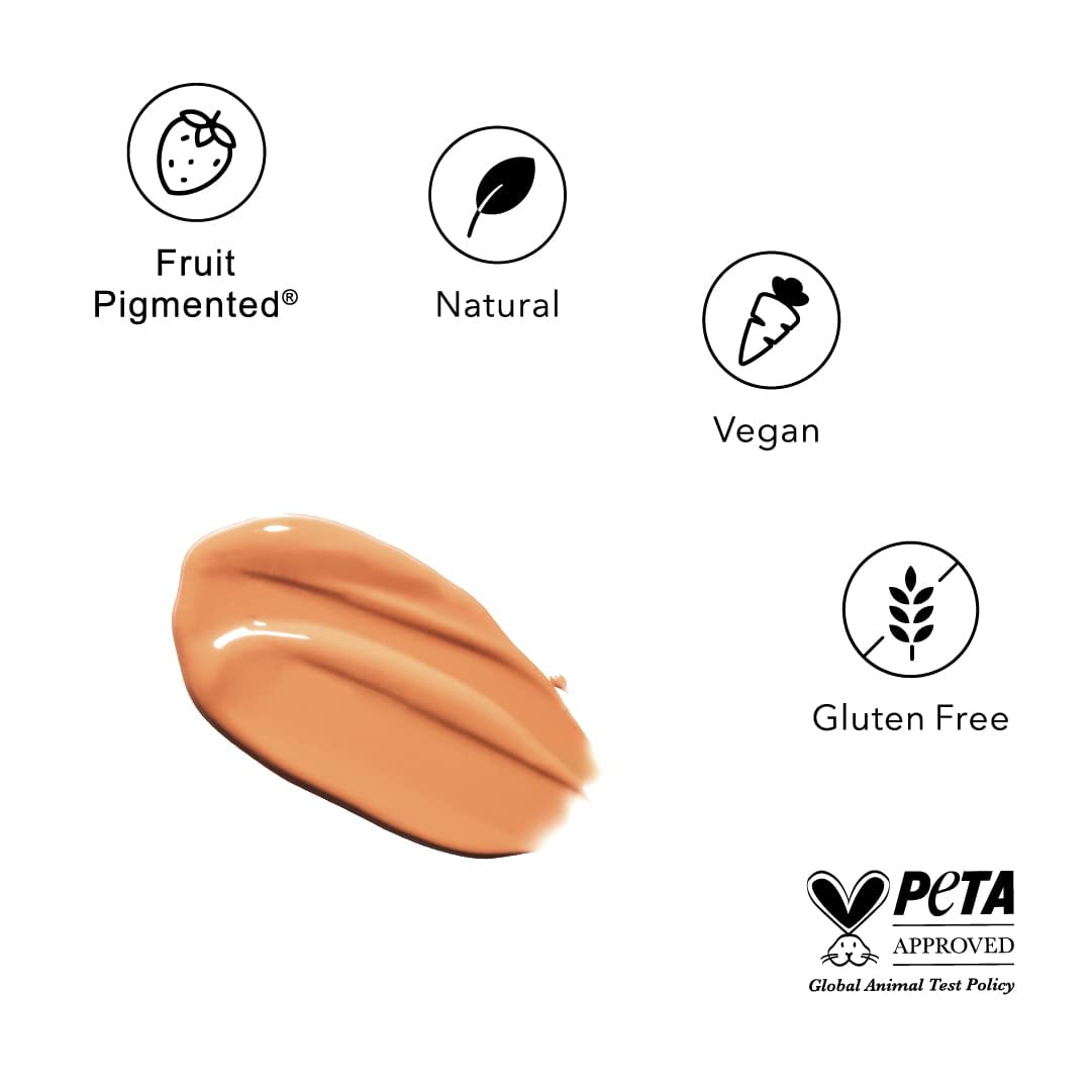100% PURE Healthy Foundation Full Face Coverage Makeup, Liquid Matte Finish with Anti-Aging Benefits - Vegan Gorgeous Fruit Pigmented Golden Peach Color (Medium Tan with Warm Undertone) - 1 Fl Oz