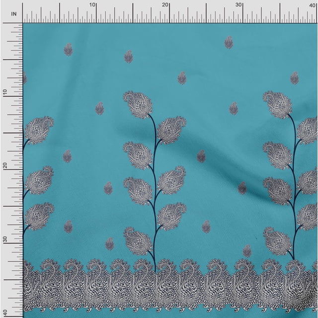 Soimoi Poly Georgette Fabric Paisley Panel Print Fabric by The Yard 52 Inch Wide