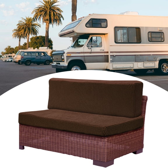 Camper Cushion Cover Non-Slip RV Dinette Seat Cover for Camper Sofa Bench Polyester Dark Brown 1 Set