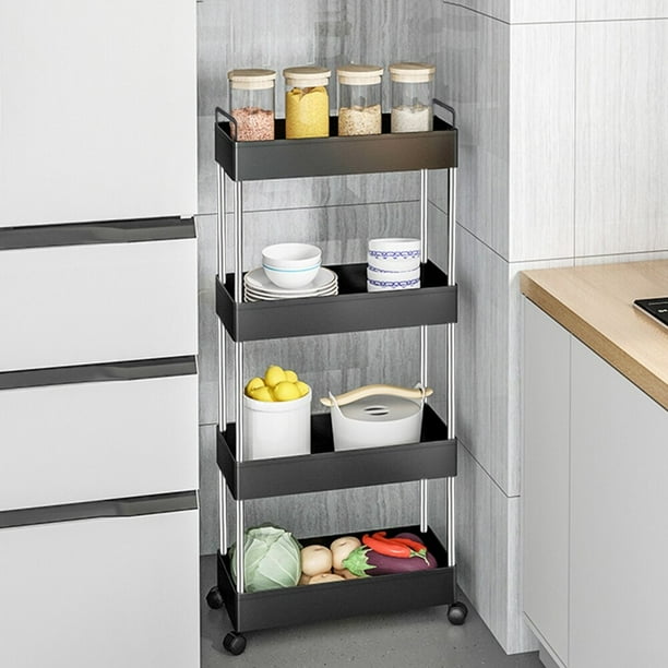 Rolling Storage Cart 4 Tier Slide Out Rolling Utility Cart Storage Organizer Shelf Rack Mobile Shelving With 4 Storage Baskets For Kitchen Living Room Bathroom Laundry Room Dressers Walmart Com Walmart Com