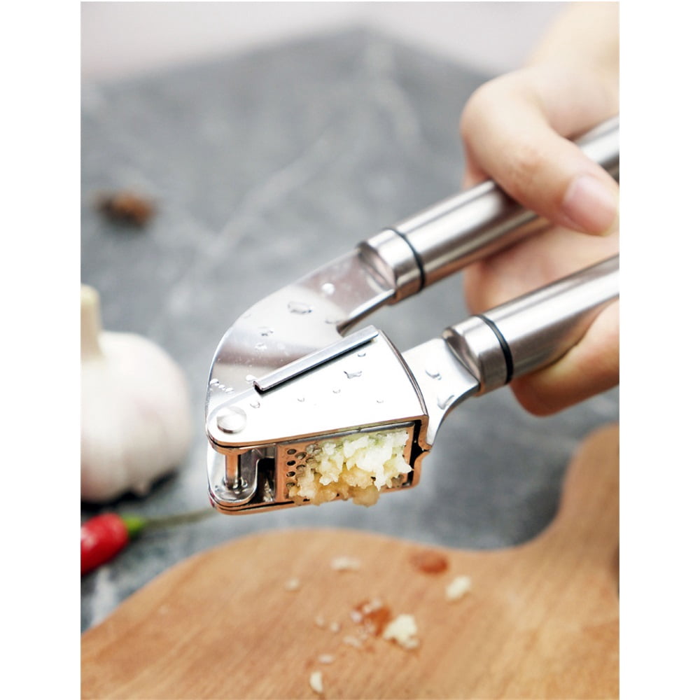 Garlic Press Stainless Steel - Premium Professional Grade Garlic Mincer, Crusher & Peeler Set - Easy Clean, Dishwasher Safe & Rust-proof