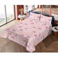 thumbnail image 4 of Ambesonne Nature Fitted & Flat Sheet with Shams 4 Pcs Set, Tropical-Like Flowers Plot, Calking, Dried Rose and Earth Yellow, 4 of 5
