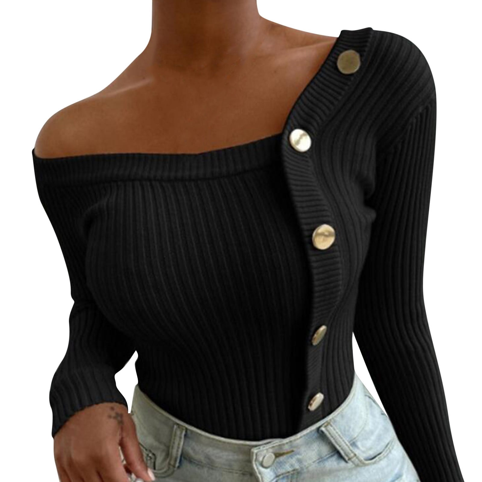 Womens Off Shoulder Sweater Batwing Sleeve Loose Oversized Pullover Knit  Jumper Key Hole Back Sweatshirt - Walmart.com
