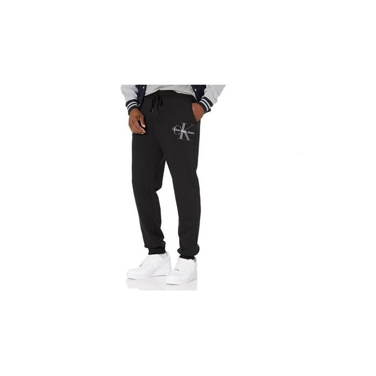 Calvin Klein Men\'s Monogram Logo Jogger Fleece Sweatpants Black S,M,L,XL