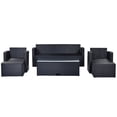 thumbnail image 6 of 6 Pieces Patio Furniture Set Outdoor All-Weather PE Rattan Conversation Set with Dining Table, Removable Cushions for Garden, Poolside, Backyard, Beige, 6 of 12