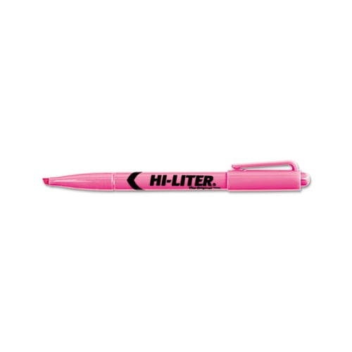 HI-LITER Pen-Style Highlighters Chisel Tip, Fluorescent Pink, Dozen