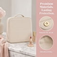 thumbnail image 7 of Travel Makeup Bag with Magnetic Fold Down Flap, Waterproof Leather Cosmetic Bag for Women, Multi Zone Standing Toiletry Organizer（Cream   1PCS）, 7 of 7