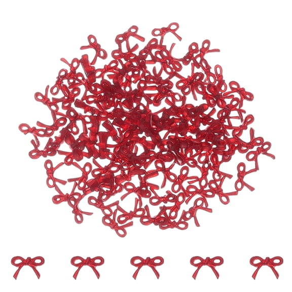 Uxcell 100Pcs Bow Nail Charms, 0.2" Cute Resin Mini Bows Decorations 3D Nail Bowknot for Birthday Party DIY Crafts Phone Case Jewelry Decoration, Red