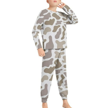 Bybiment Hunting Camouflage Pattern Design Boy s Long Sleeve Top and Pants Snug Fit 2 Piece Pajama Set Kids Sleepwear Loungewear 120CM