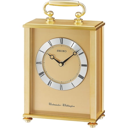 SEIKO QHJ201GLH Dual Chimes Parlor Mantel Clock, Gold, 10 x 6 Inches