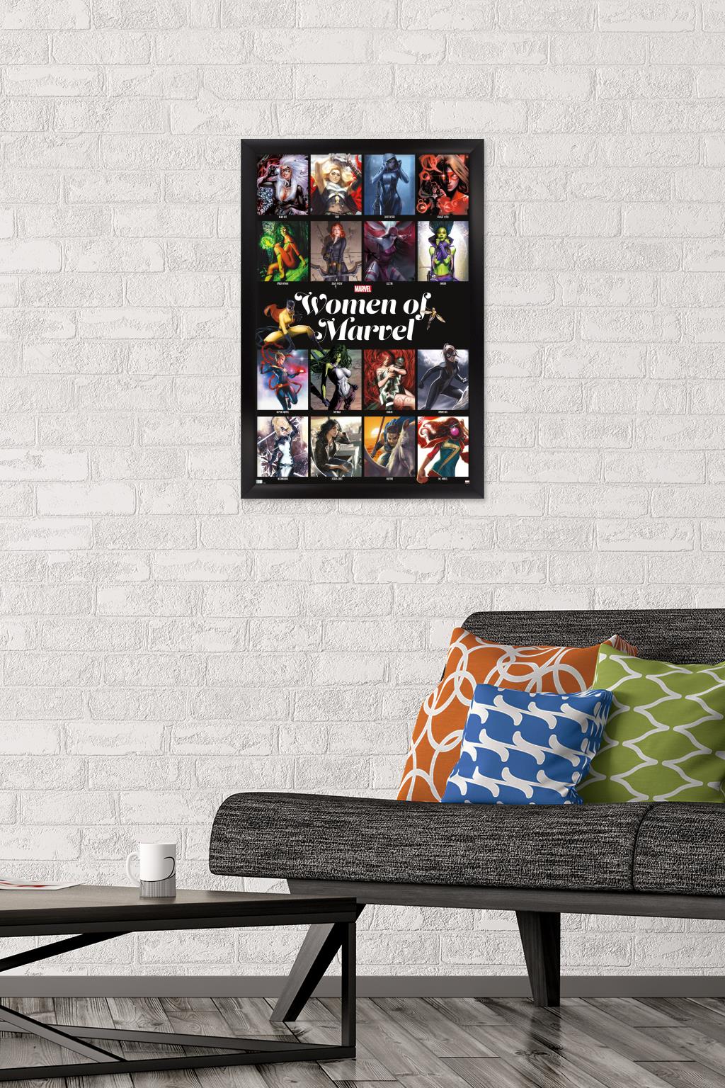 Marvel - Women of Marvel - Grid Wall Poster, 14.725" x 22.375", Framed