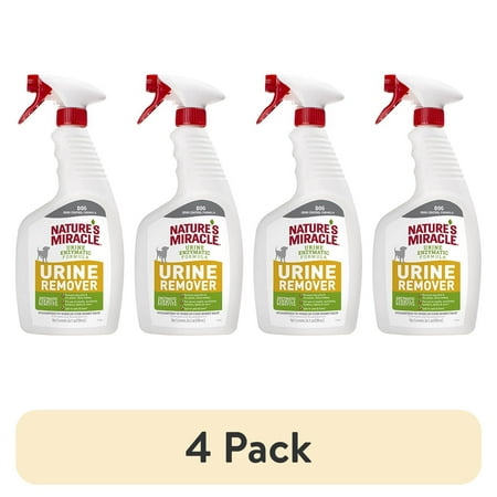 (4 pack) Nature’s Miracle Dog Urine Remover Enzymatic Formula, for Carpet, Hard Floors, Fabric and Furniture, 24 oz.