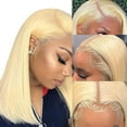 thumbnail image 1 of 180% Density 613 Blonde Bob Wig 13x4 Lace Front Wigs Human Straight Brazilian Virgin Human Hair Pre Plucked with Baby Hair for Black Women Bleached Knots Can be Dyed（150% Density,14inch）, 1 of 7