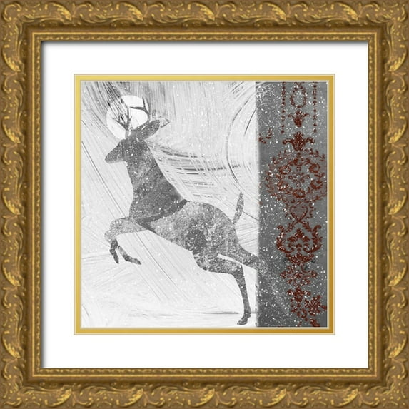 Sommers, Mindy 20x20 Gold Ornate Wood Framed with Double Matting Museum Art Print Titled - Silver Deer II