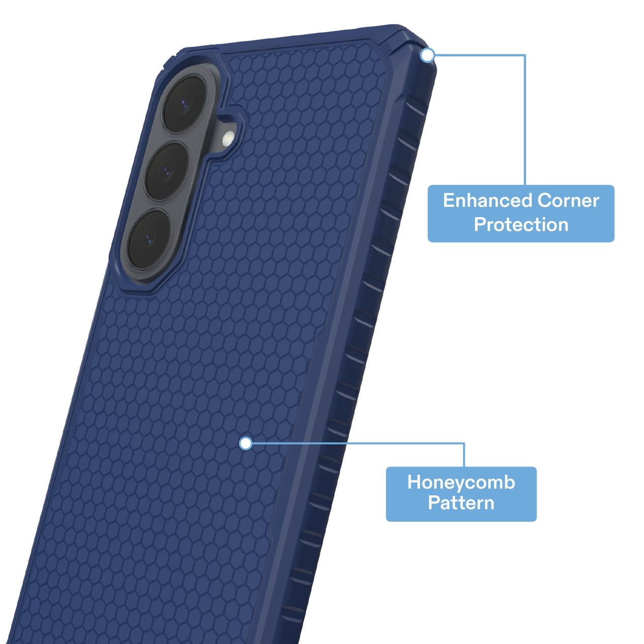 onn Honeycomb Dual-Layer Phone Case for Samsung Galaxy S26 FE / S25 FE - Navy Blue