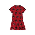 thumbnail image 4 of CCRFTGI Polo Dress for Kids Girls Size 10-12 School Uniform Casual Bow Print Pleated Flare Skater Polo Dresses Back To School Summer Button-Down Collar Picque Polo Dress Red 12-13 Years, 4 of 5