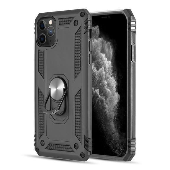 Apple iPhone 12 Pro Max /6.7" Phone Case Hybrid Finger Ring Holder Kickstand 360° Rotable Clip Shield Heavy Duty Armor Dual Layer Protective Shell TPU Bumper Stand Cover BLACK for iPhone 12 PRO MAX