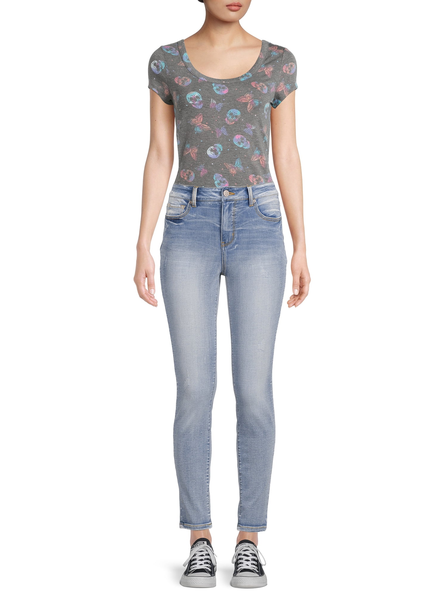 Time and Tru Women's High Rise Skinny Jeans (as1, Numeric, Numeric_4,  Regular, Regular, Black) at  Women's Jeans store