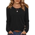 thumbnail image 3 of Zeagoo Plus Size Womens Tops Crew Neck Solid Ladies Tops and Blouses Long Sleeve Tunic Tops To Wear With Leggings, 3 of 6