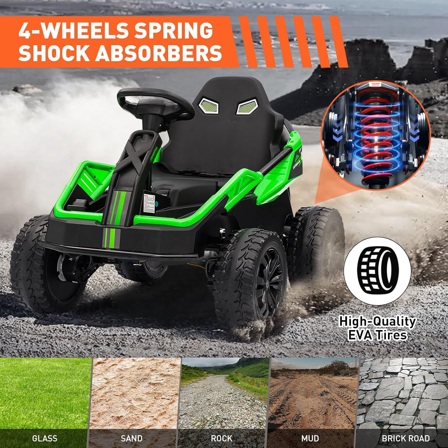 24V Ride on UTV Toy Car for Boys with 4x85W Motors & Remote Control, Battery Powered Electric Cars for Kids 3+, 6mph Max Speed, for All Terrians