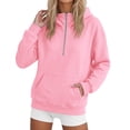 thumbnail image 3 of Womens Hoodies Half Zip Up Casual Comfort Fall Clothes 2026,Fleece lined jackets with pockets,Pullover Long Sleeve,travel airport Outfits,y2k sweatshirts,cute loung wear,winter sweaters Pink S, 3 of 7