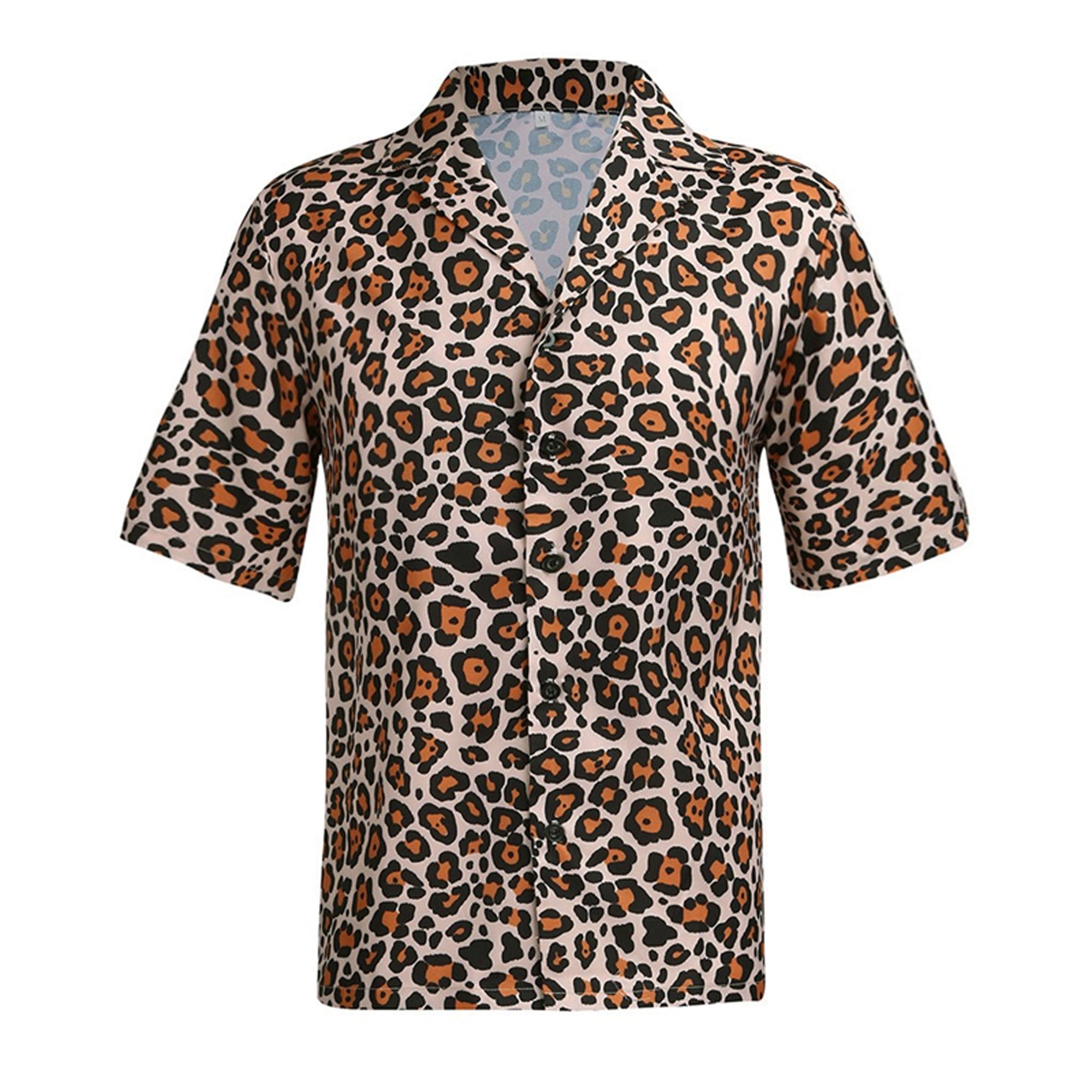 Ma\u0026Baby Men Leopard Print Shirts Summer 