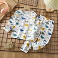 thumbnail image 2 of HCNTES Toddler Boy 2-piece Pajamas Sleepwear Pjs for Baby Cute Soft Clothes Suit Dailywear & Loungewear Outfits Set Kids Clothing Outfits(Blue,1-2 Years), 2 of 5