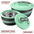 thumbnail image 7 of Pinnacle Thermoware 3-Pc 1qt, 2qts, and 2.6qts Insulated Bowl with Lid Casserole Dish Set, Green, 7 of 7