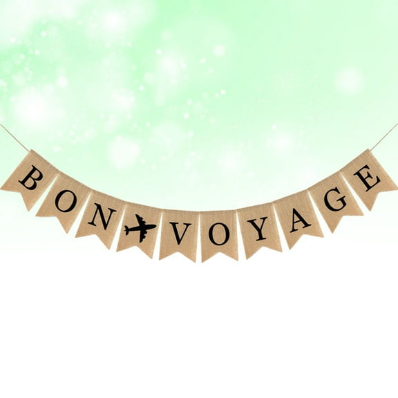 Masteelf Burlap Banner Bon Voyage Bunting Nautical Going Party Hanging Banner Garland Cruise Party Decoration (B Style)