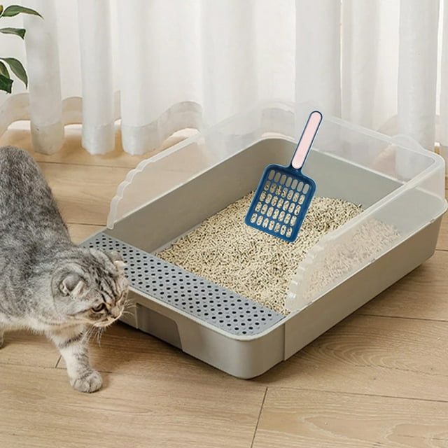 Fiudx Pala para Arena para Gatos, Mango Bicolor, Agarre Ergonómico y Cómodo, Filtración Instantánea, Limpieza Rápida de La Arena, Material Abs Duradero, Esencial para El Cuidado de Mascotas, Tamaño 2